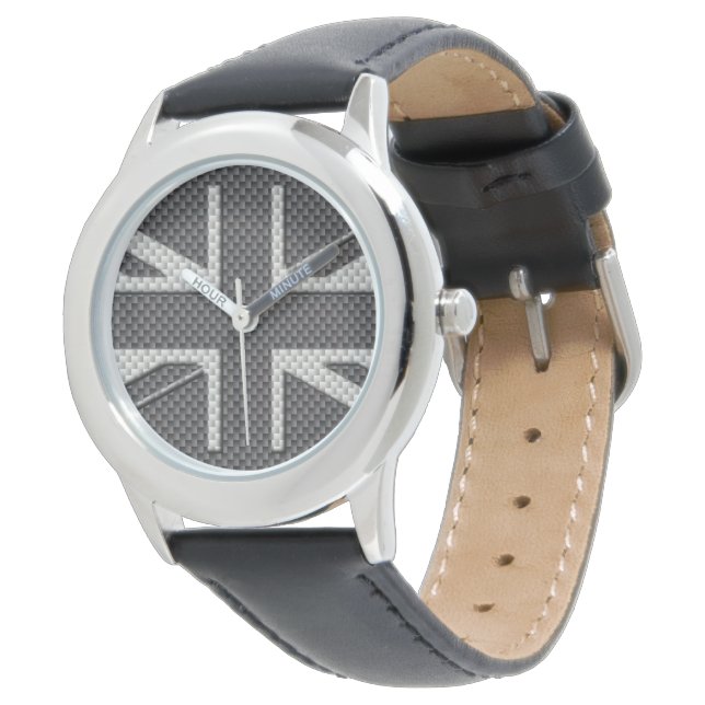 Montre Drapeau britannique Black & Grey Carbon Fibre Unio (Incliné)