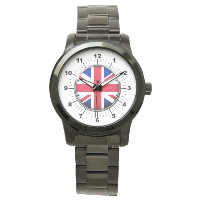 Montre Drapeau britannique pour hommes Surdimensionné Bla (devant)