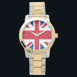 Montre Drapeau britannique Royal Union Jack<br><div class="desc">Le drapeau Union Jack ou Union est le drapeau national du Royaume-Uni Royaume-Uni. Le drapeau a également un statut officiel ou semi-officiel dans d'autres royaumes du Commonwealth; par exemple, il est, par résolution parlementaire, un drapeau officiel au Canada, connu sous le nom de drapeau de l'Union royale. Il sert également...</div>
