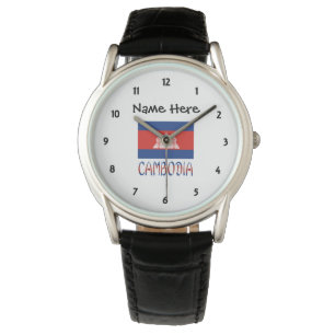 Montre Drapeau cambodgien avec votre nom