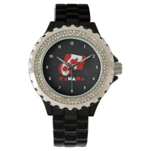 Montre Drapeau canadien avec balle de football