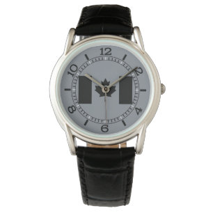 Montre Drapeau canadien élégant en noir