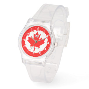 Montre Drapeau canadien Feuille d'érable rouge sur