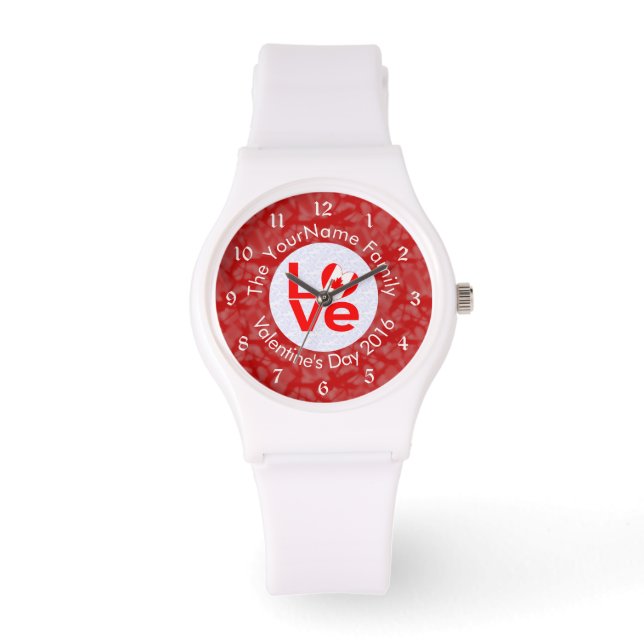 Montre Drapeau canadien Red LOVE personnalisé (Recto)