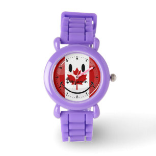 Montre Drapeau canadien souriant brillant
