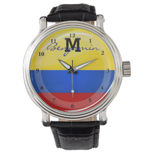 Montre Drapeau colombien rond brillant