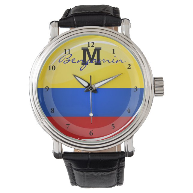 Montre Drapeau colombien rond brillant (devant)