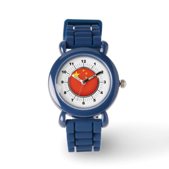 Montre Drapeau de Chine ajustable pour enfant noir (Recto)