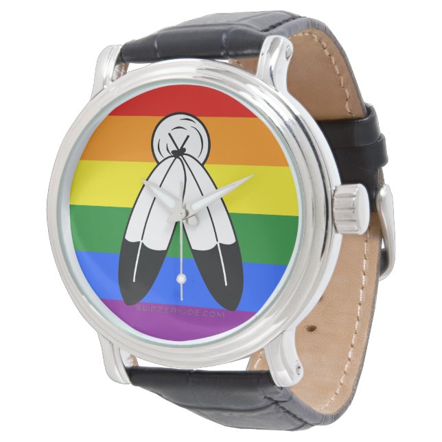 Montre Drapeau de fierté bispirituel de SlipperyJoe's sym (Incliné)