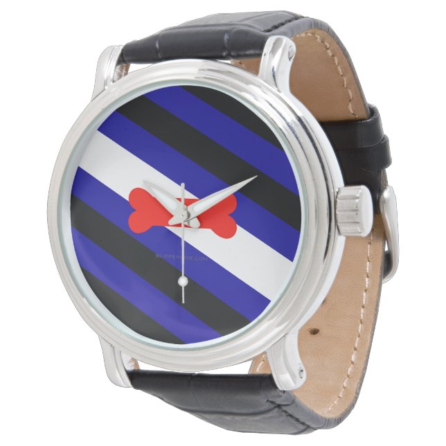 Montre Drapeau de fierté de jeu de chiots de SlipperyJoe  (Incliné)