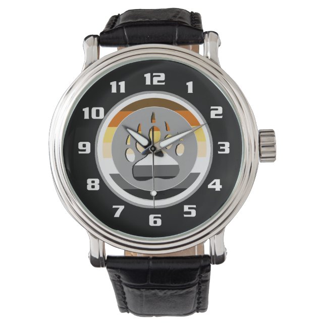 Montre Drapeau de fierté de l'ours gay cool Patte d'ours (devant)