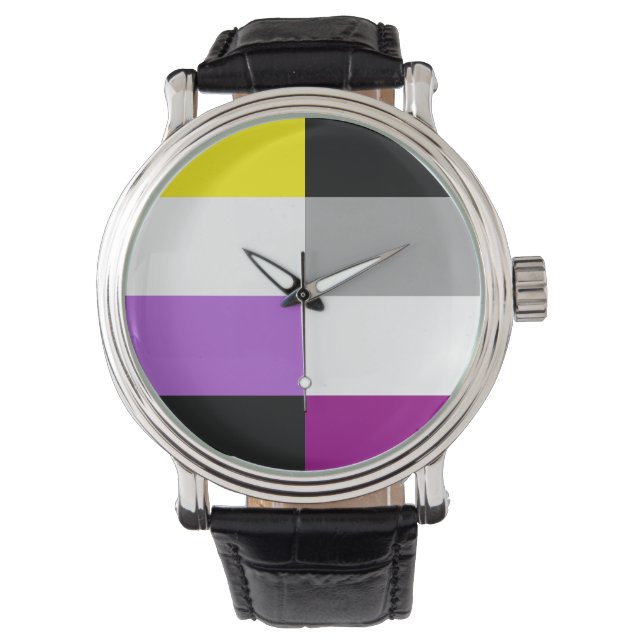 Montre Drapeau de fierté dual asexeul non binaire (devant)