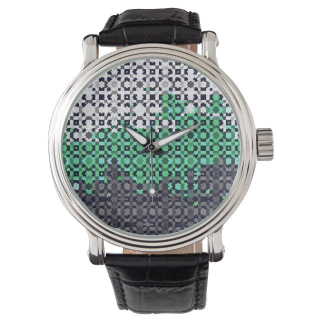 Montre Drapeau de fierté Neutrois Abstrait Pixelisé Tripa (devant)