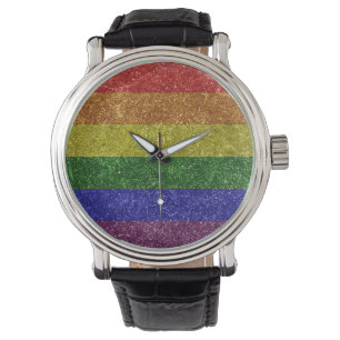 Montre drapeau de la fierté arc-en-ciel