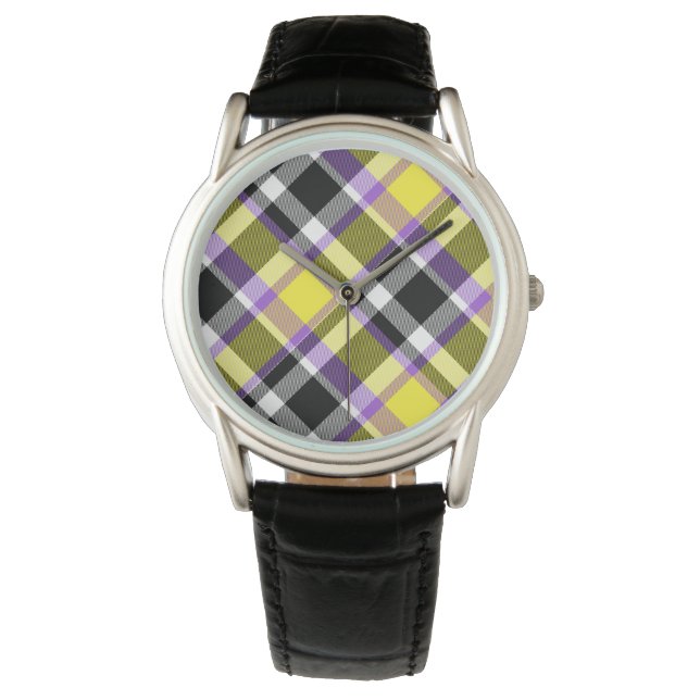 Montre Drapeau de la Fierté Plaid Non binaire Boho Eclect (devant)