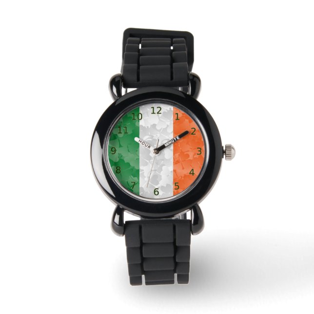 Montre Drapeau de l'Irlande avec motif shamrock (Recto)