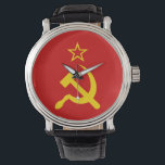 Montre Drapeau de l'URSS - Drapeau de l'Union soviétique<br><div class="desc">Marteau jaune et faucille sur le drapeau rouge. Drapeau historique de l'Union soviétique.</div>