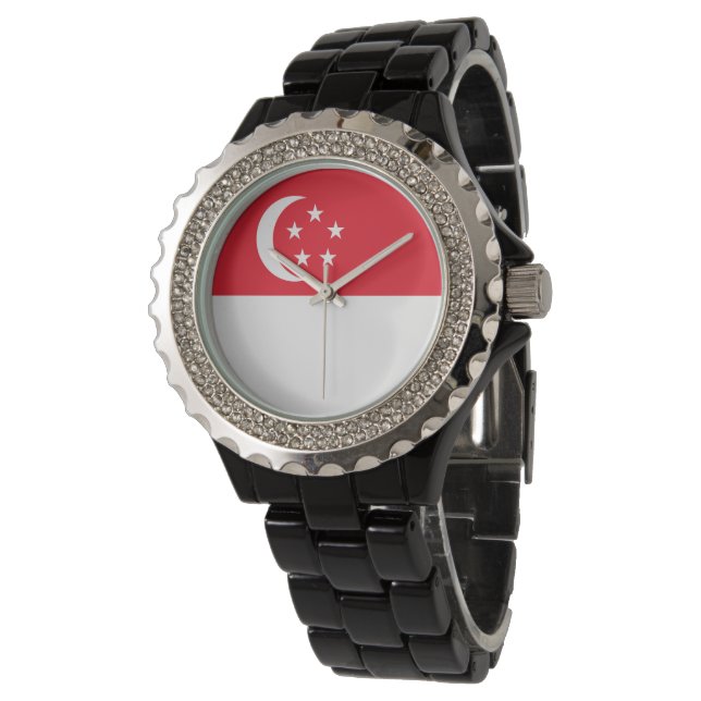 Montre Drapeau de Singapour (Incliné)