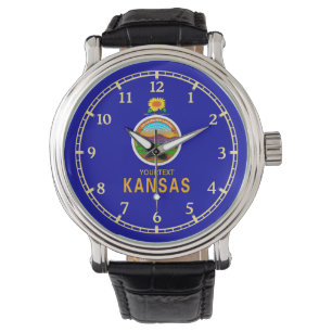 Montre Drapeau d'état du Kansas personnalisé