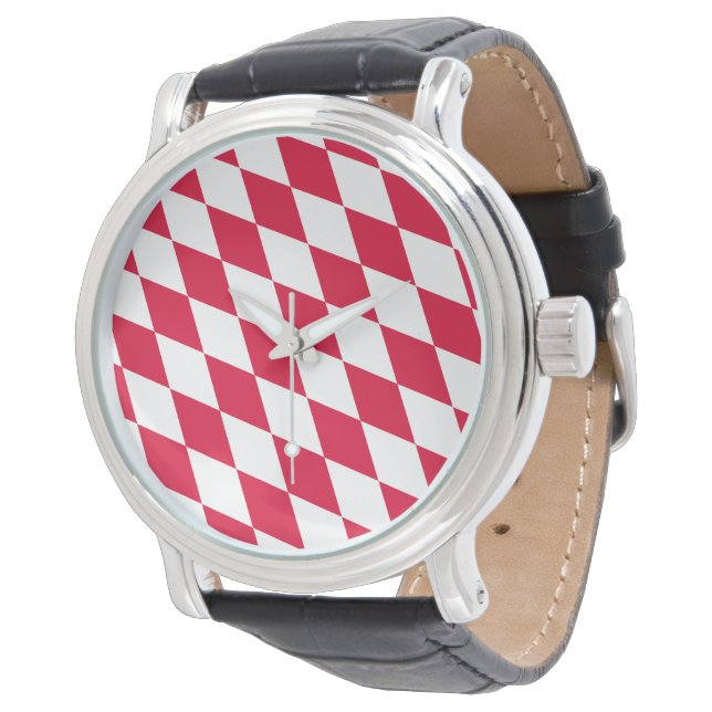 Montre Drapeau diamant Bavière rouge et blanc (Incliné)