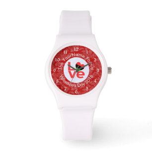 Montre Drapeau du cœur de la diaspora africaine LOVE Roug