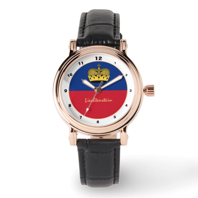Montre Drapeau du Liechtenstein carré & mode Liechtenstei (Recto)