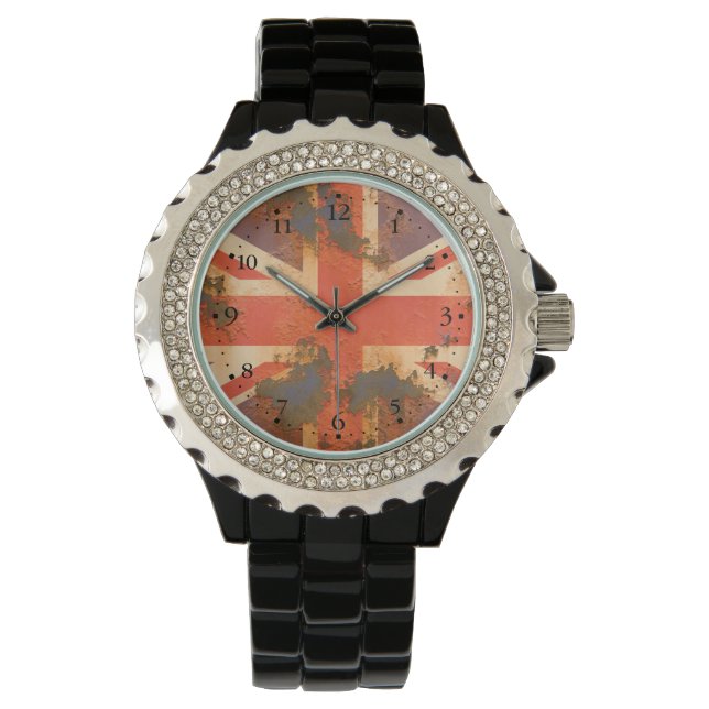 Montre Drapeau du Royaume-Uni rouillé vintage (devant)