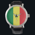 Montre Drapeau du Sénégal<br><div class="desc">The Senegalese flag a vertical triband with in the center an enblem. The used colors in the flag are red,  green,  yellow. The proportion of the Senegalese flag is 2:3. Le Flag du Sénégal a adopté en 1960.</div>