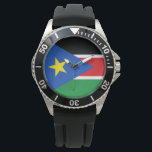 Montre Drapeau du Soudan du Sud (Afrique)<br><div class="desc">Ce dessin est orné du drapeau national du Soudan du Sud (officiellement connu sous le nom de République du Soudan du Sud), un pays enclavé d'Afrique centrale de l'est. Le Soudan du Sud borde l'Éthiopie à l'est, le Soudan au nord, la République centrafricaine à l'ouest, la République démocratique du Congo...</div>