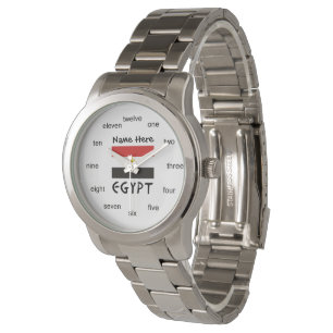 Montre Drapeau égyptien égyptien Nom personnalisé 