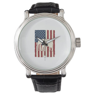 Montre Drapeau éléphant patriotique Design vectoriel vint