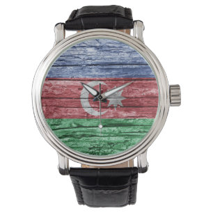 Montre drapeau en bois azerbaïdjanais