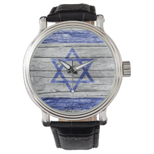Montre drapeau en bois israélien