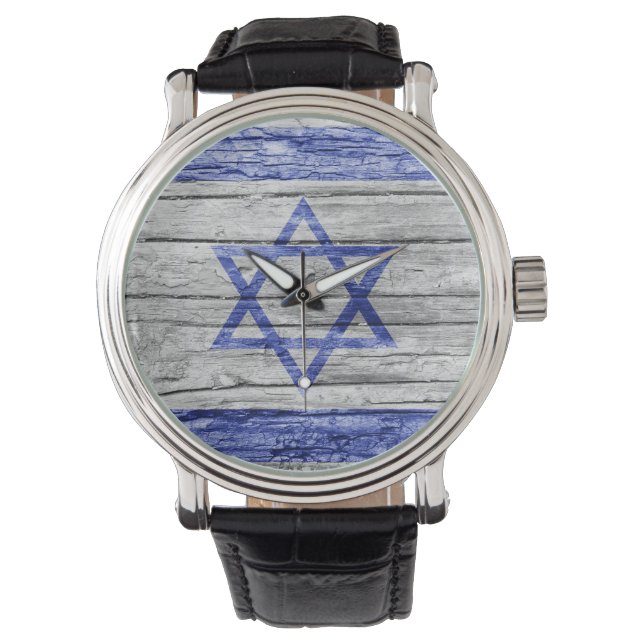 Montre drapeau en bois israélien (devant)
