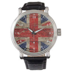 Montre Drapeau en bois Vintage Union Jack