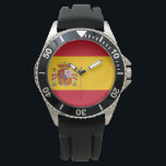 Montre Drapeau espagnol (Espagne)<br><div class="desc">Ce dessin présente le drapeau de l'Espagne (connu en espagnol comme "España"), officiellement connu sous le nom de Royaume d'Espagne (en espagnol, "Reino de España"), qui est un pays du sud-ouest de l'Europe avec quelques poches de territoire à travers le détroit de Gibraltar et l'océan Atlantique. Son territoire continental européen...</div>