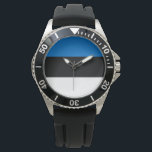 Montre Drapeau estonien<br><div class="desc">Ce dessin présente le drapeau national de l'Estonie (officiellement la République d'Estonie), qui est un pays sur la côte orientale de la mer Baltique en Europe du Nord. Elle est bordée au nord par le golfe de Finlande en face de la Finlande, à l'ouest par la mer Baltique en face...</div>
