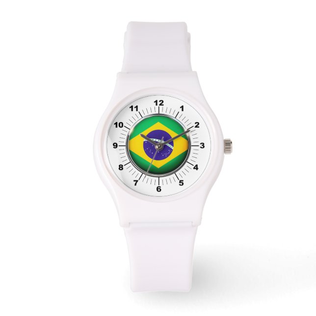 Montre Drapeau féminin Brésil Sporty White Silicon Watch (Recto)
