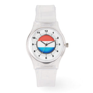 Montre Drapeau féminin Luxembourg Sporty Rose Silicon Wat