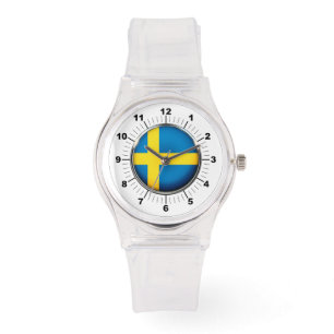 Montre Drapeau féminin Suède Sporty Rose Silicon Watch