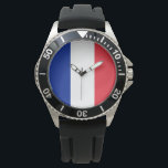 Montre Drapeau français<br><div class="desc">Ce dessin est orné du drapeau national de la France (officiellement République française, République française), un pays composé de France métropolitaine en Europe occidentale et de plusieurs régions et territoires d'outre-mer. La zone métropolitaine de France s'étend de la mer Méditerranée à la Manche et à la Mer du Nord, et...</div>