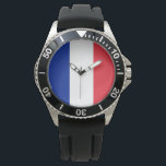 Montre Drapeau français<br><div class="desc">Ce dessin est orné du drapeau national de la France (officiellement République française, République française), un pays composé de France métropolitaine en Europe occidentale et de plusieurs régions et territoires d'outre-mer. La zone métropolitaine de France s'étend de la mer Méditerranée à la Manche et à la Mer du Nord, et...</div>