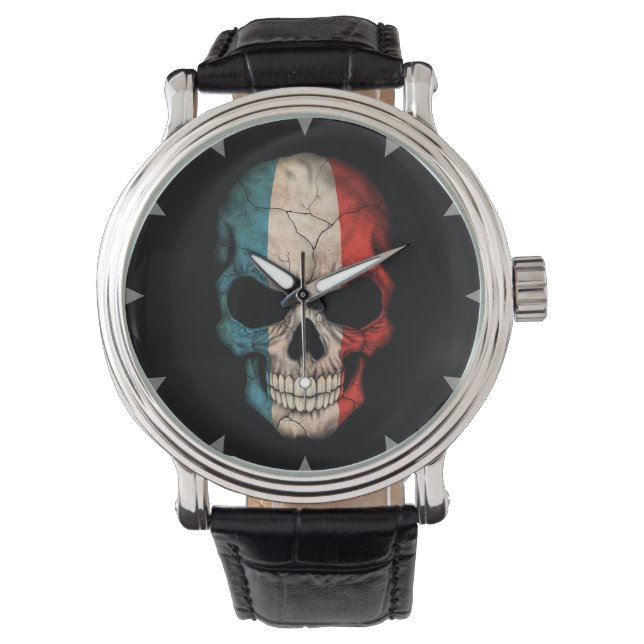 Montre Drapeau français sur noir (devant)