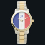 Montre Drapeau français Tricolore<br><div class="desc">Le drapeau de France ou Drapeau de la France est un drapeau tricolore avec trois bandes verticales colorées bleu, blanc et rouge. Il est connu comme le Tricolor français ou simplement le Tricolor ou Tricolor. Au début de la Révolution française, la milice de Paris, qui jouait un rôle de premier...</div>