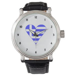 Montre Drapeau grec en forme de cœur funky
