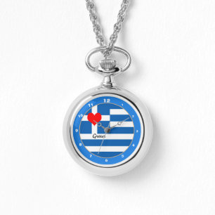 Montre Drapeau grec et coeur - Grecs fans de voyages/spor