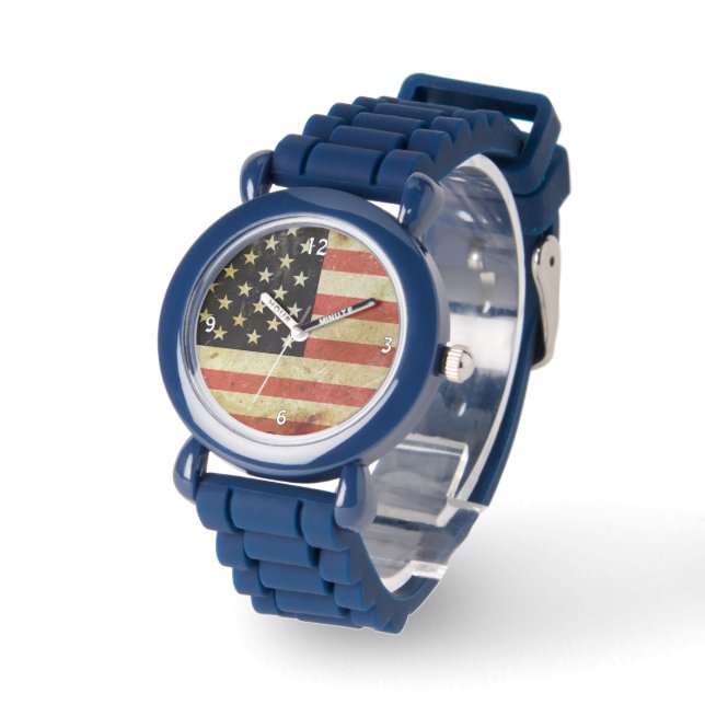 Montre Drapeau Grunge USA (Angle)