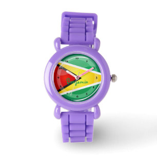 Montre Drapeau guyanais rond brillant