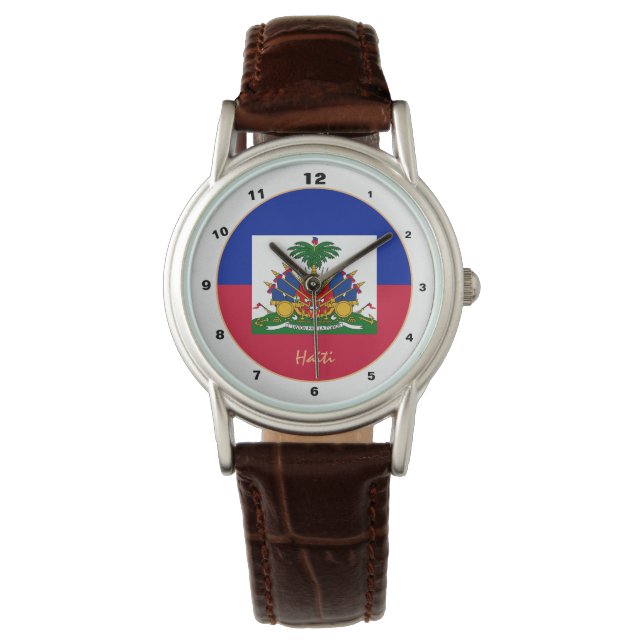 Montre Drapeau haïtien & Haïti tendance mode / design mon (devant)