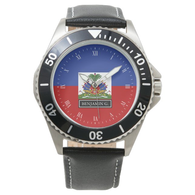 Montre Drapeau haïtien Nom personnalisé (devant)